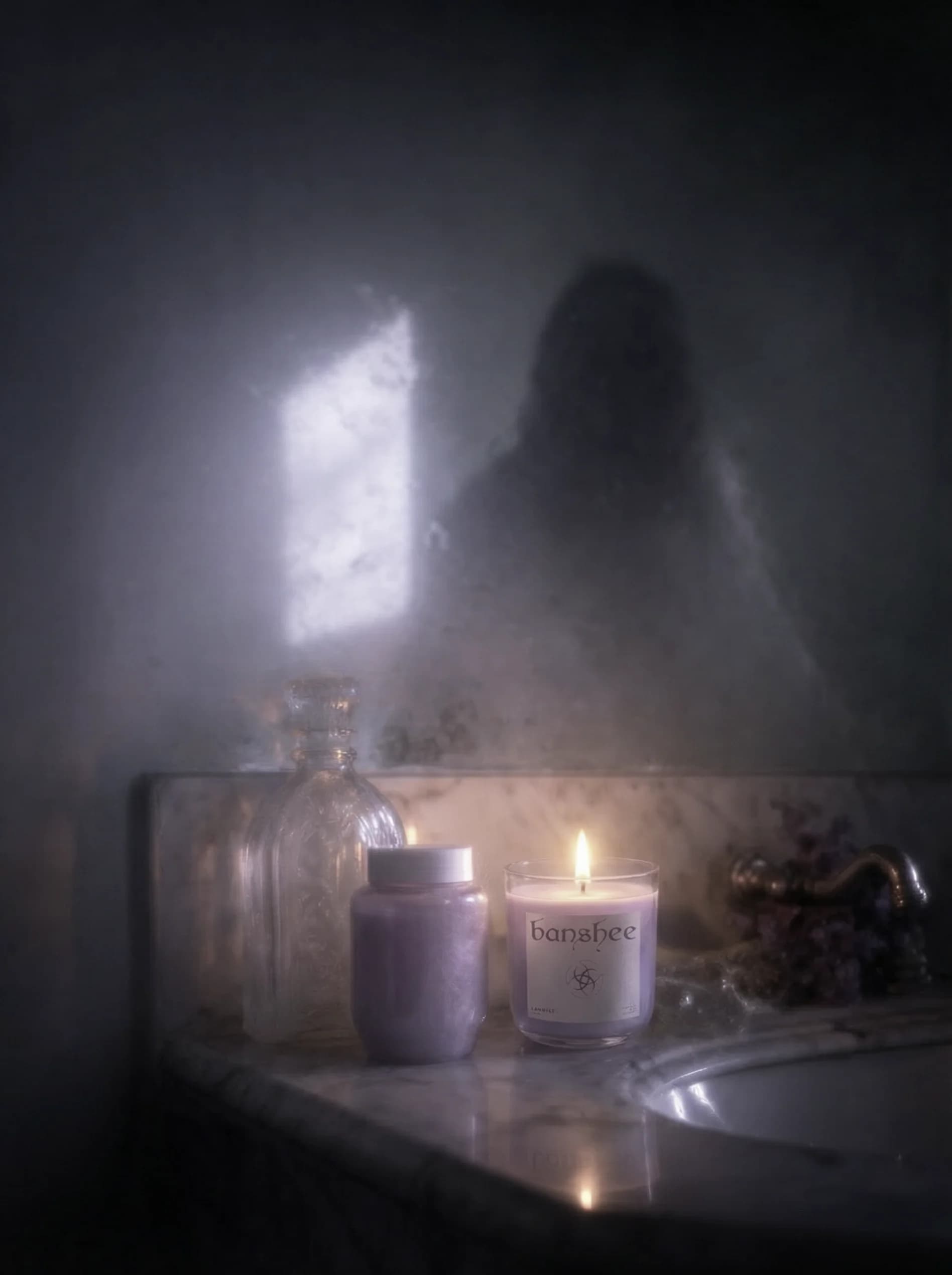 Lament Candle by Banshee — Black rose, cold violet, rain accord, 220g / 7.8oz hand-poured candle