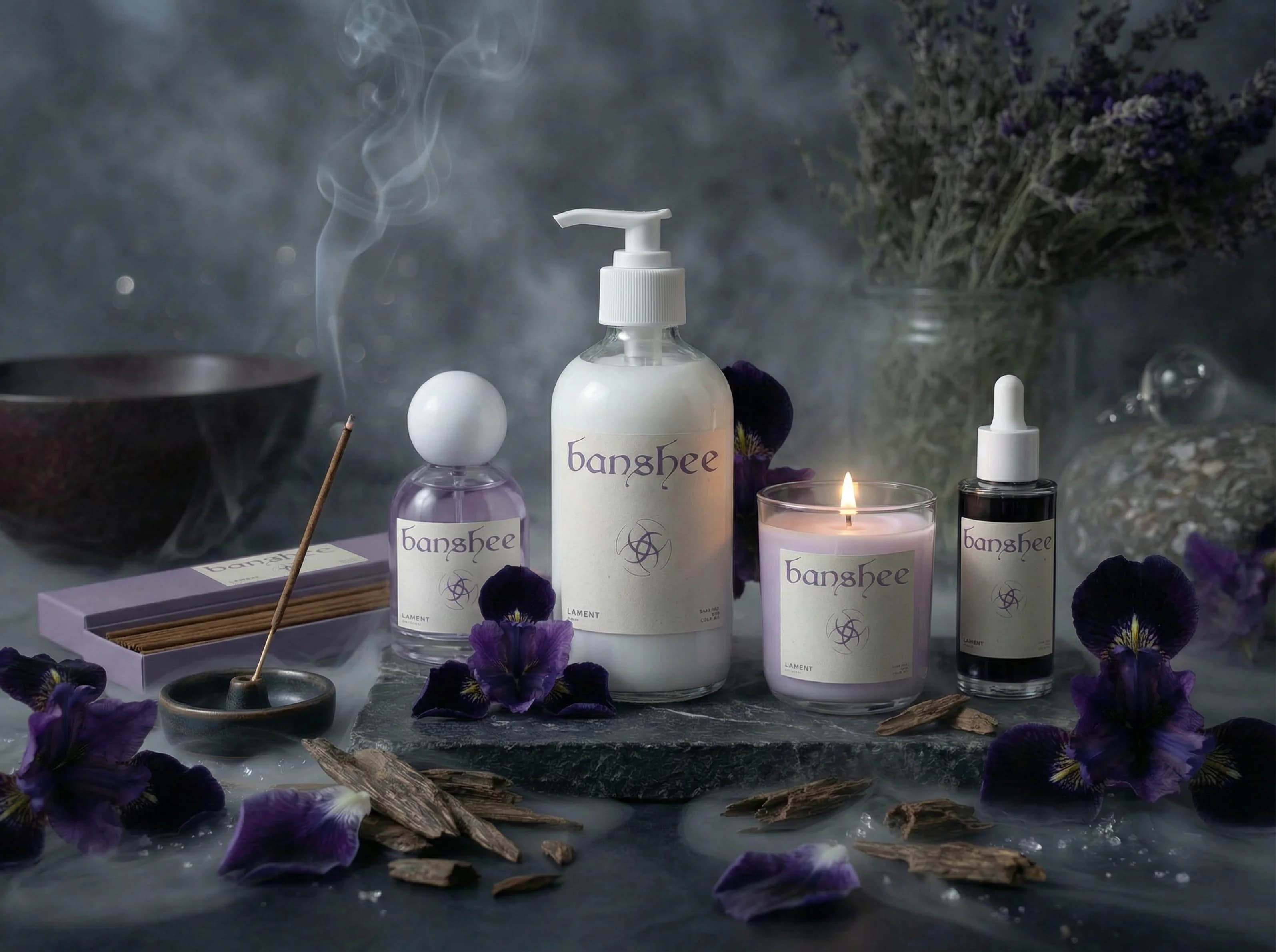 Lament Room Spray by Banshee — Black rose, cold violet, rain accord, 100ml / 3.4 fl oz hand-poured room spray