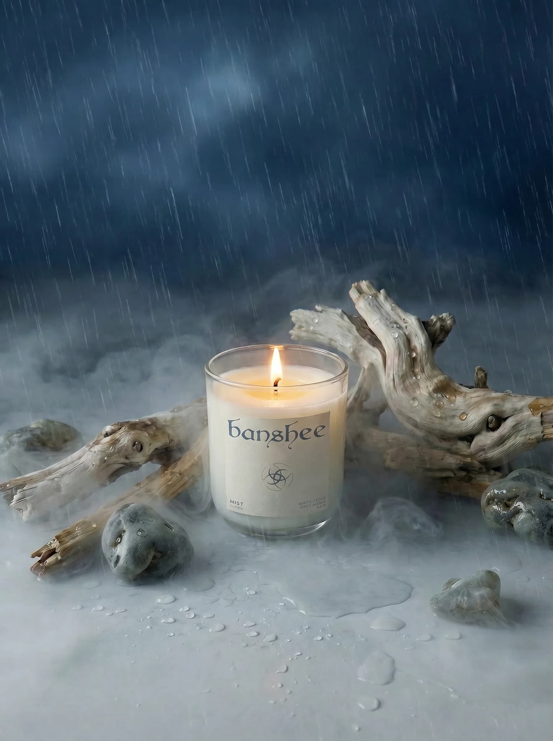 Mist Candle by Banshee — Sea mist, white tea, cold bergamot, 220g / 7.8oz hand-poured candle