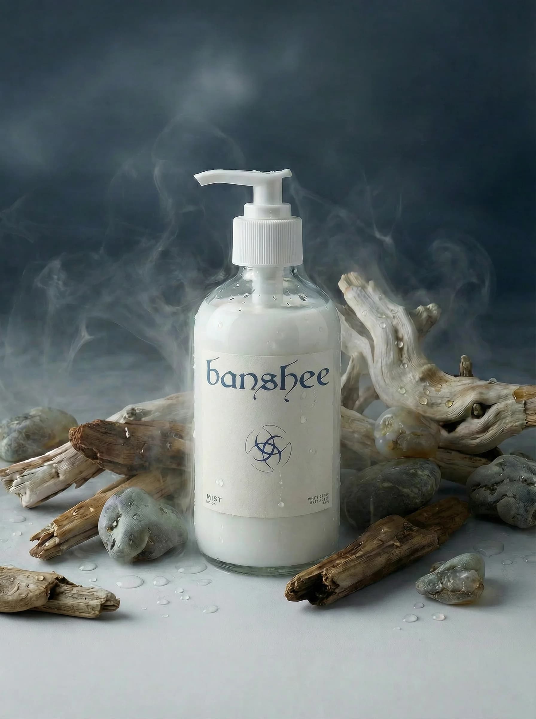 Mist Lotion by Banshee — Sea mist, white tea, cold bergamot, 200ml / 6.8 fl oz hand-poured lotion