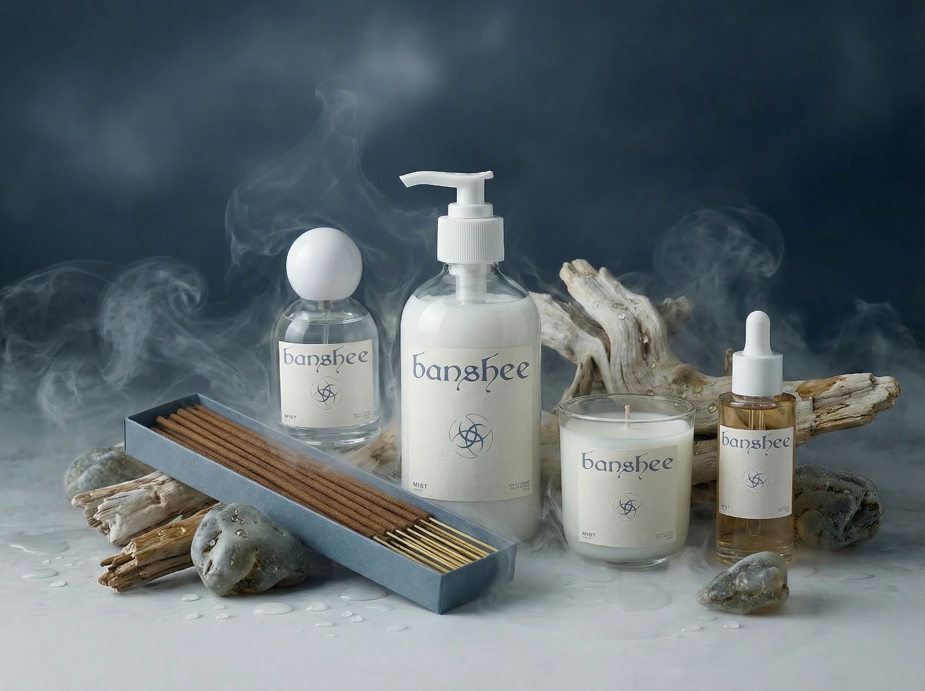 Mist Body Oil by Banshee — Sea mist, white tea, cold bergamot, 100ml / 3.4 fl oz hand-poured body oil