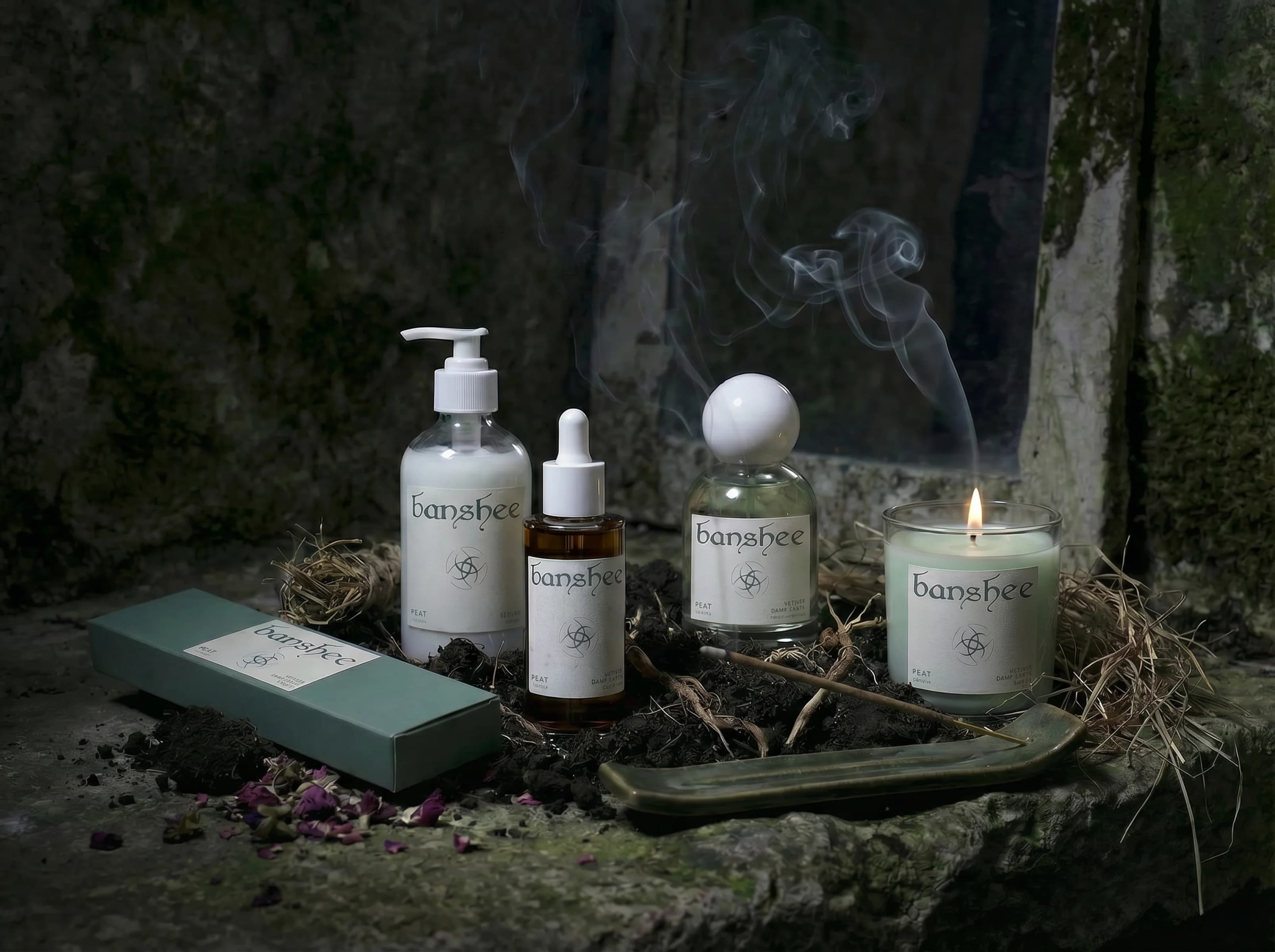 Peat Candle by Banshee — Smoked peat, damp moss, black earth, 220g / 7.8oz hand-poured candle